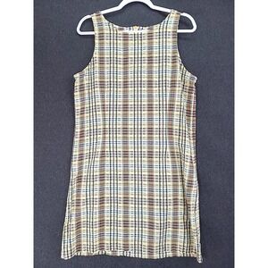 Original TY Wear Seersucker Dress Yellow Multicolor Sz 14 Knee Length